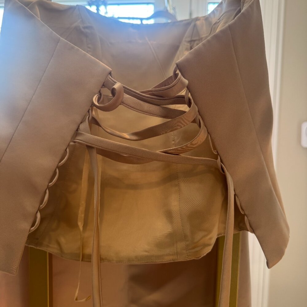 Tan 2 Piece Dress - Prom or Bridesmaid Dress Size 4 - Picture 5 of 6